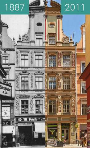 Before-and-after picture of Palaces in Wroclaw between 1887 and 2011