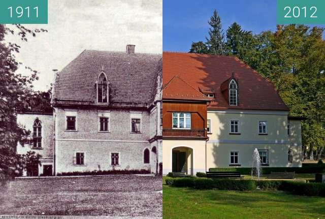 Before-and-after picture of Pałac w Jugowie between 1911 and 2012