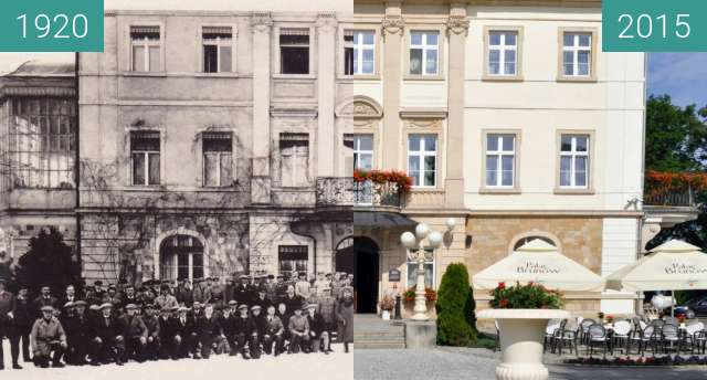 Before-and-after picture of Pałac w Brunowie between 1920 and 2015