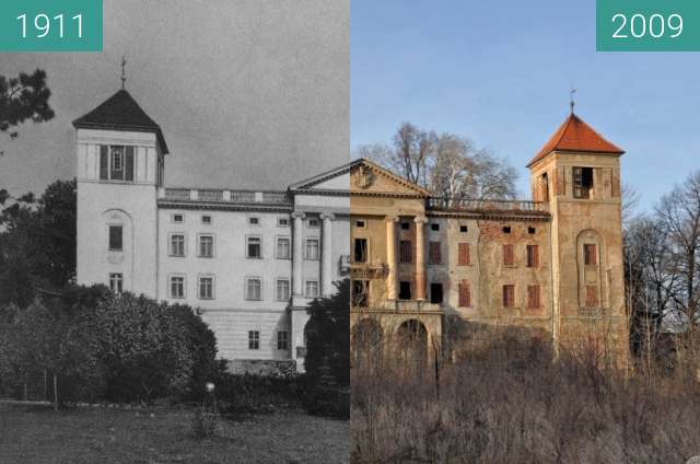 Before-and-after picture of Pałac w Kluczowej between 1911 and 2009