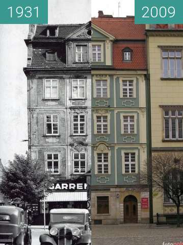 Before-and-after picture of Palaces in Wroclaw's Rynek between 1931 and 2009