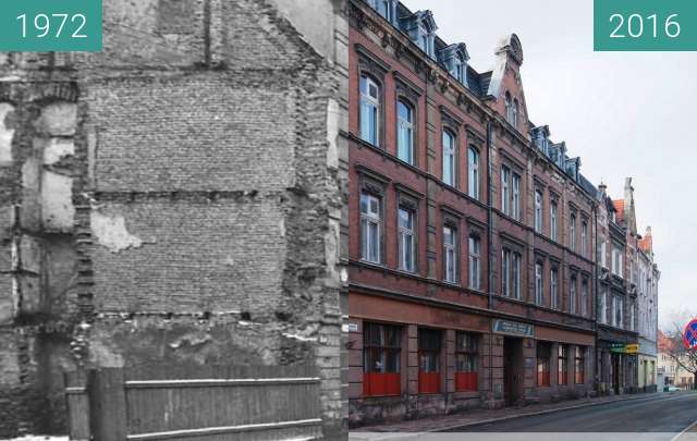 Before-and-after picture of street in Jawor between 1972 and 2016