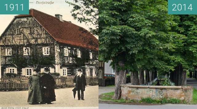 Before-and-after picture of Opolno-Zdroj between 1911 and 2014