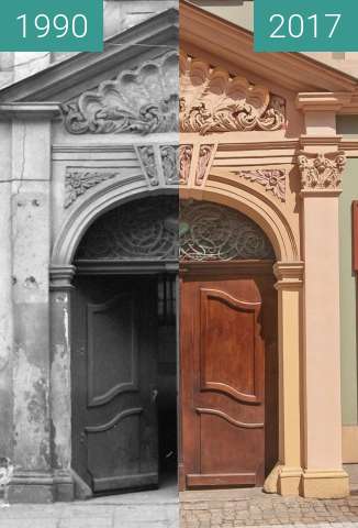 Before-and-after picture of Kamienica Artzatów between 1990-Oct-17 and 2017