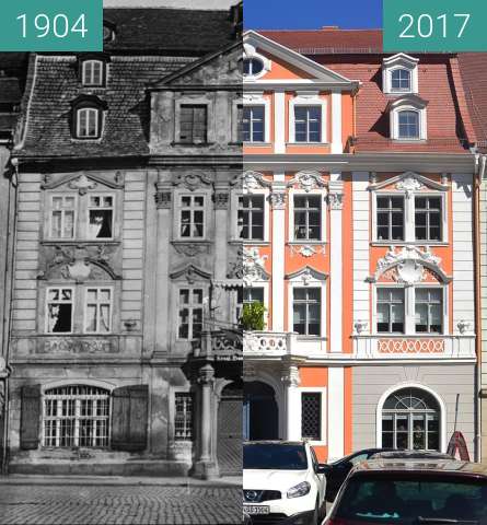 Before-and-after picture of Kamienica nr 29 between 1904 and 2017-Jul-30