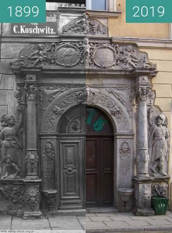 Before-and-after picture of Portal in Jawor between 1899 and 2019