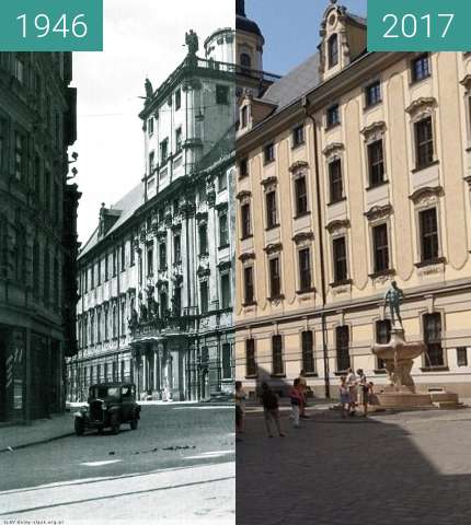 Before-and-after picture of Wroclaw University between 1946 and 2017