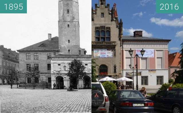 Before-and-after picture of Jawor teatre between 1895 and 2016