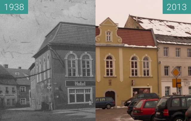 Before-and-after picture of Nowogrodziec between 1938 and 2013