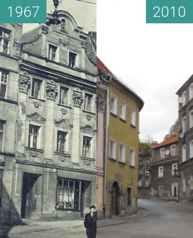 Before-and-after picture of Palaces in Klodzko between 1967 and 2010