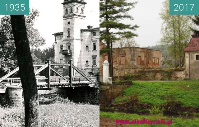 Before-and-after picture of Pałac w Barcinku between 1935 and 2017