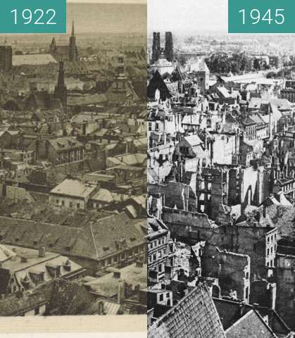 Before-and-after picture of Wroclaw between 1922 and 1945