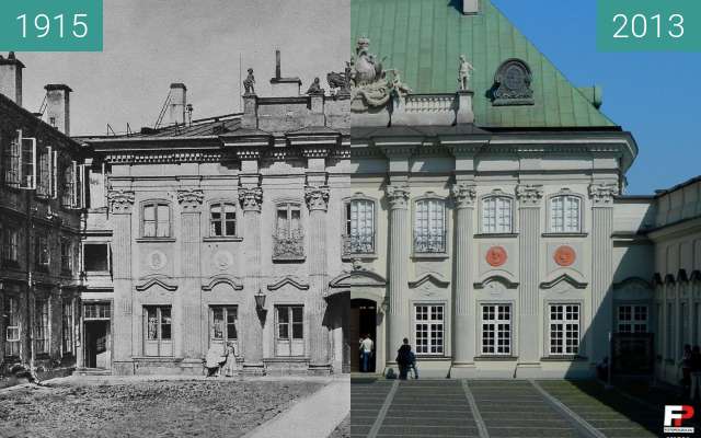 Before-and-after picture of Copper roof Palace between 1915 and 2013