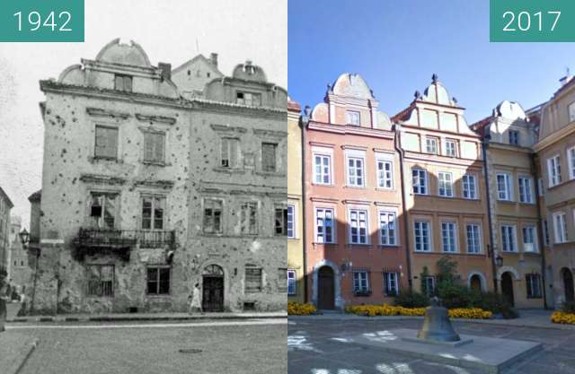 Before-and-after picture of Plac Kanonia between 09/1942 and 2017