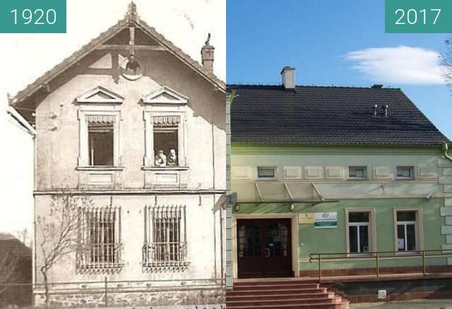 Before-and-after picture of Łagiewniki between 1920 and 2017