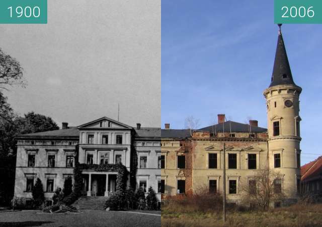 Before-and-after picture of Pałac w Piotrówku between 1900 and 2006-Dec-30