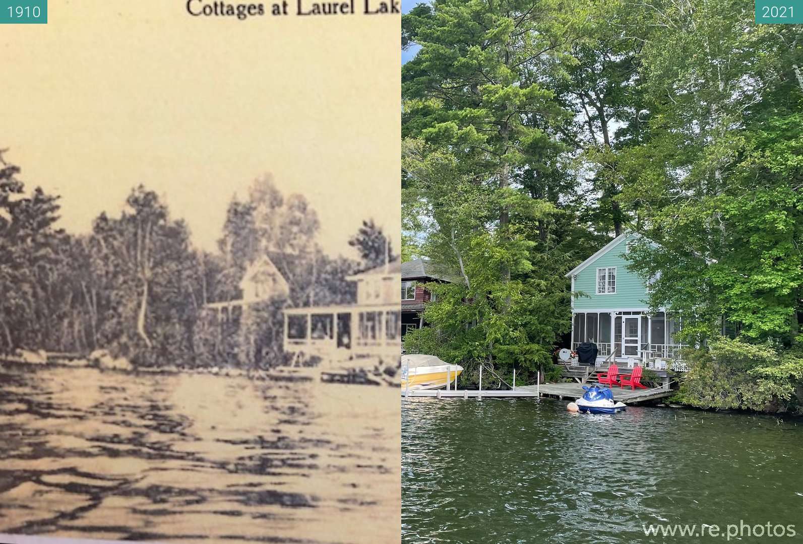 Before and After Cottages at Laurel Lake, Fitzwilliam, NH (07/1910