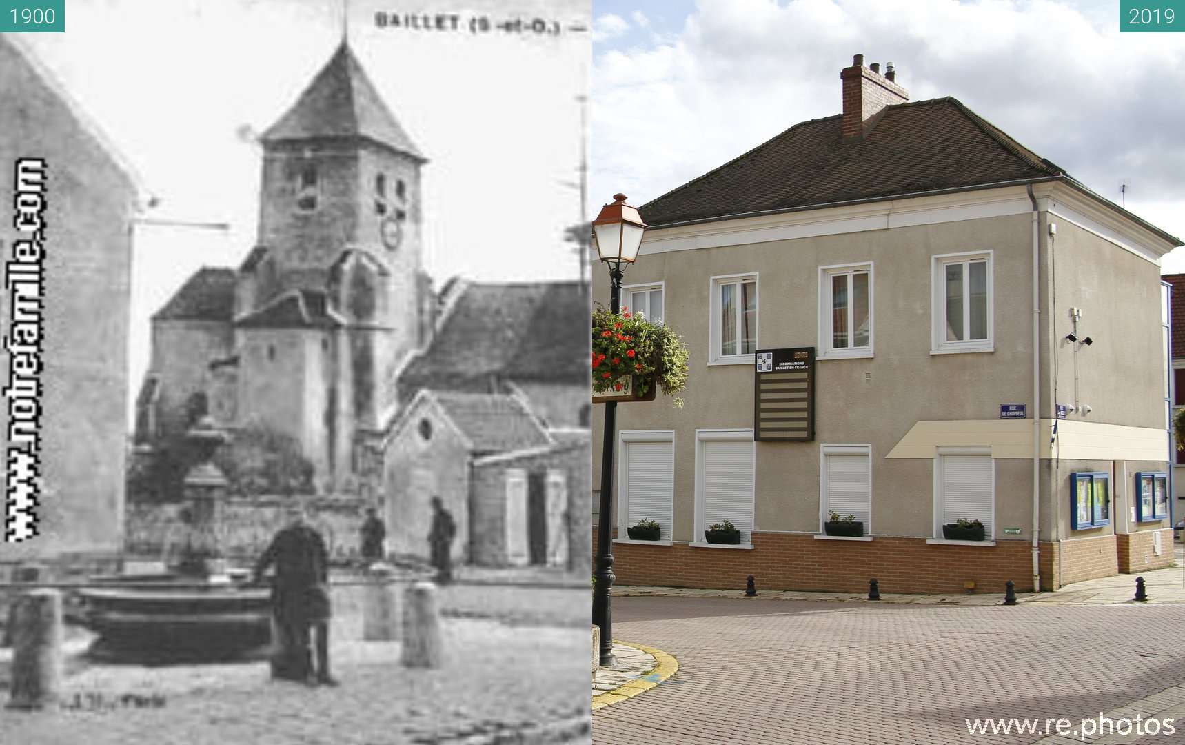 Before and After: Ancienne mairie et église Baillet-en-France (1900