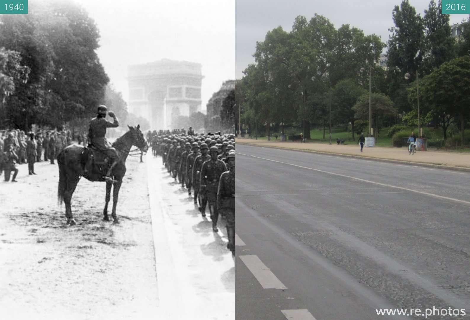 Before and After Avenue Foch (Occupation of Paris) (1940Jun14 & 2016Sep25)