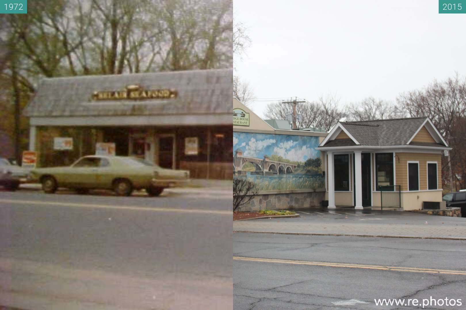 Before and After Belair Seafood, Milford, Connecticut (1972 & 2015)