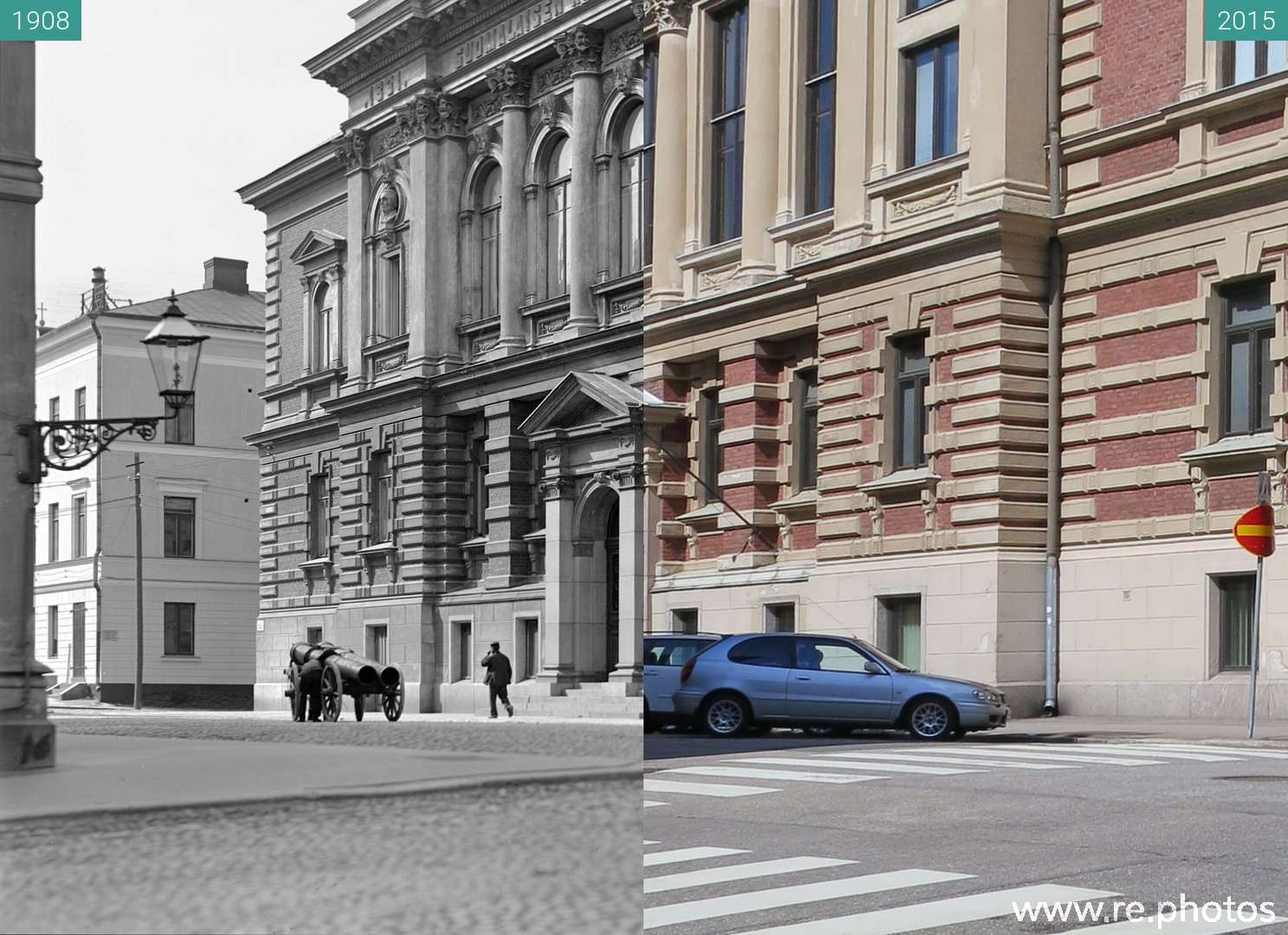 Before and After Hallituskatu, Helsinki, Finland (1908 & 2015May03)