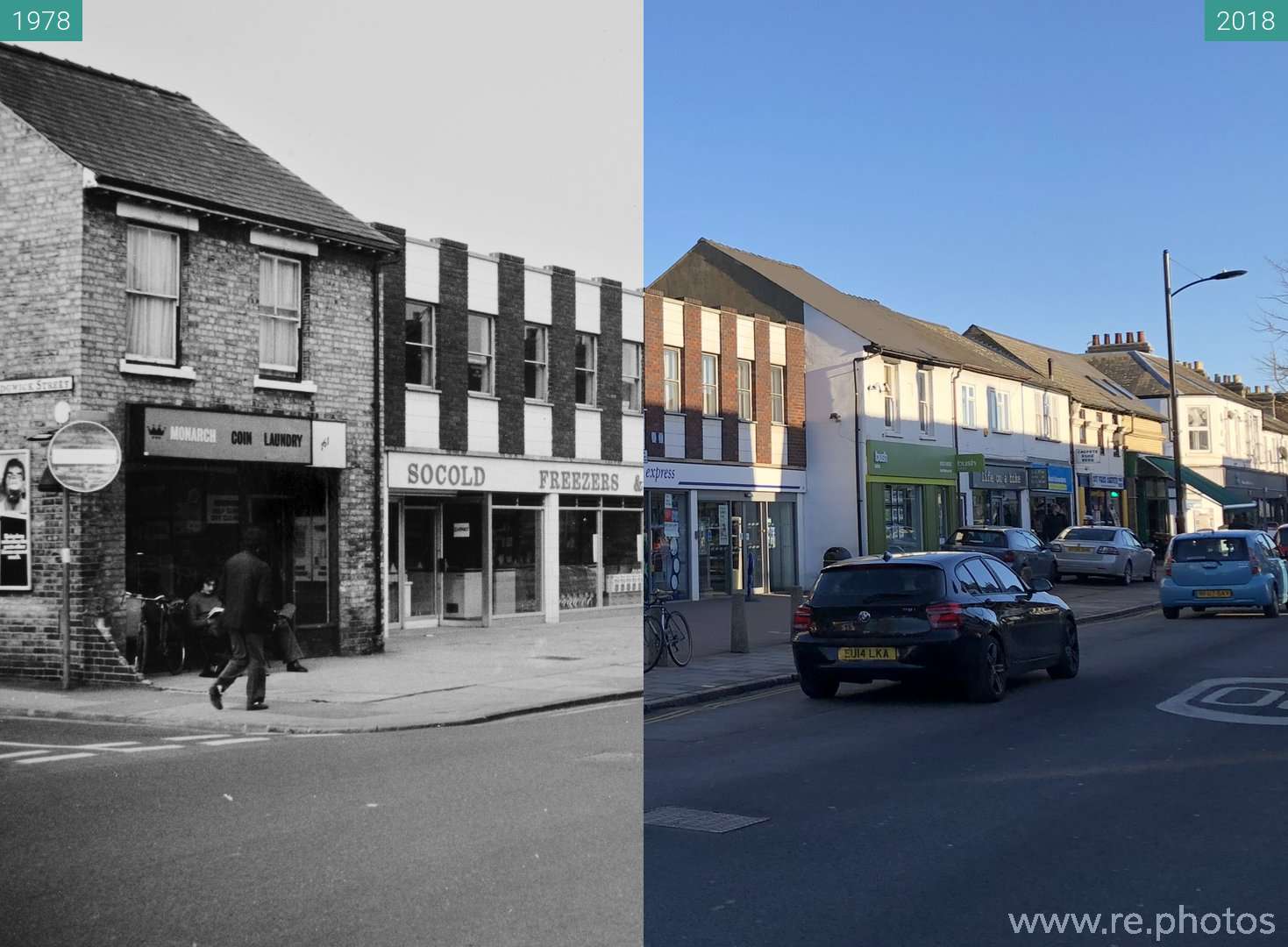 Before and After Mill Road, Cambridge (1978 & 2018Jan07)