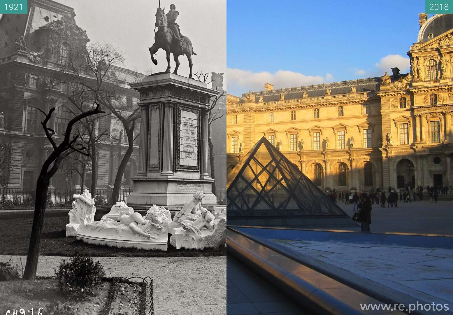 Before and After Palais du Louvre (04/1921 & 2018Feb18)
