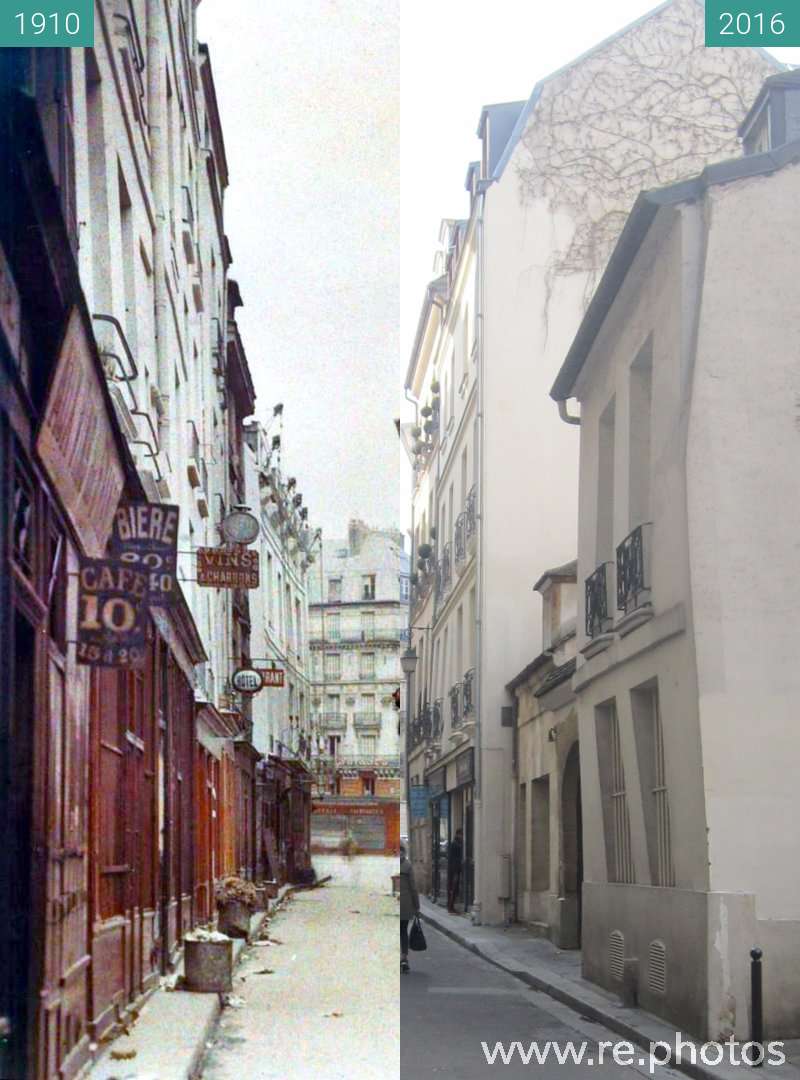 Before and After: Rue de Bièvre (1910 & 2016-Mar-14)